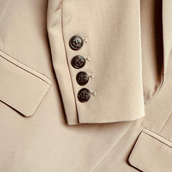 Boston Proper Camel Double Breasted Blazer, Size 6 Metal Anchor Buttons - Picture 6 of 9